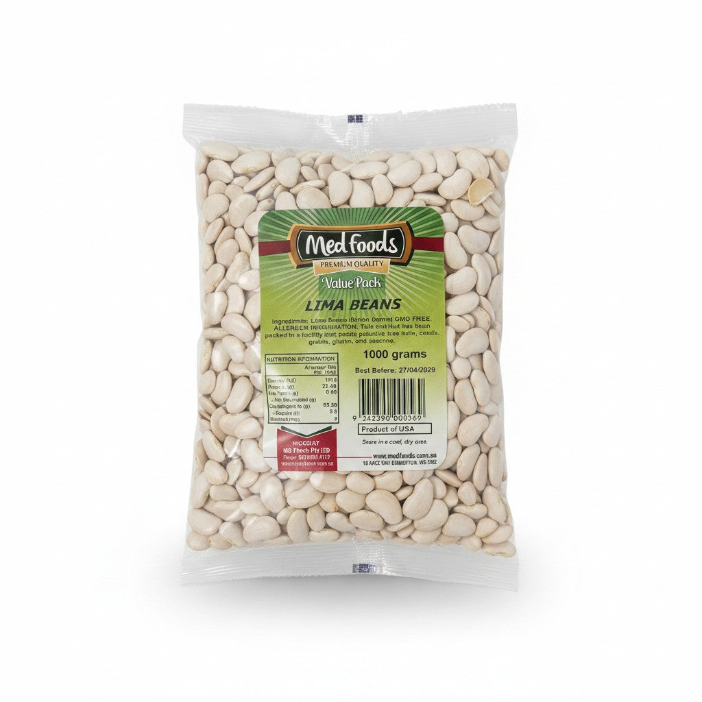MedFoods Lima Beans 1kg - beans & pulses at Horseed Enterprises, Melbourne